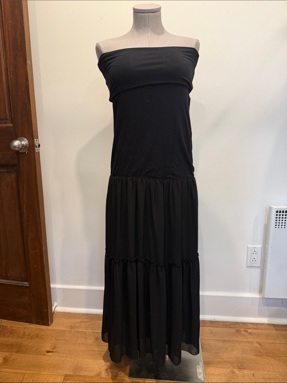 Tristan & Iseut Convertible Black Maxi Dress XL Boho Jersey Chiffon